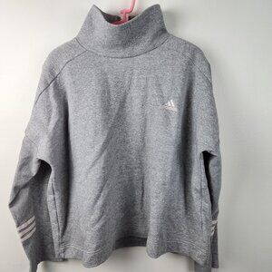 Adidas Women's Gray White Essentials Comfort Funnel Neck Size L Zipper Back